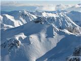 Vrh Peskov, zadaj Bohinjske gore ali Peči